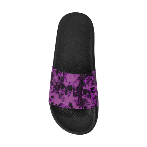 cloudy Skulls black purple by JamColors Women's Slide Sandals (Model 057)