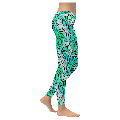 Green Leaves Tropical Women's Low Rise Leggings (Invisible Stitch) (Model L05)