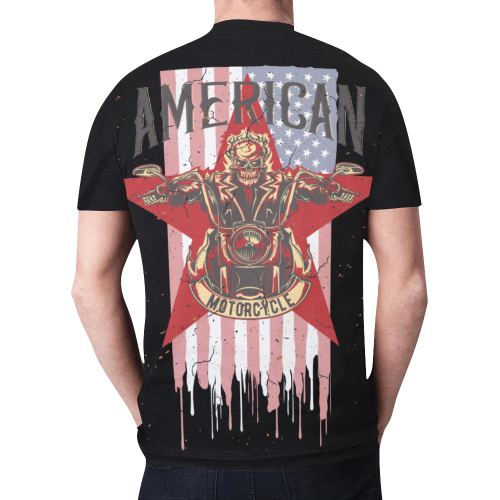 American Motorcycle Fire Biker - USA Flag 1 New All Over Print T-shirt for Men (Model T45)