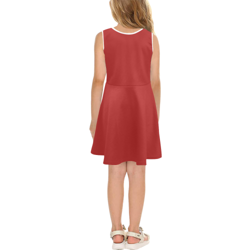 color firebrick Girls' Sleeveless Sundress (Model D56)
