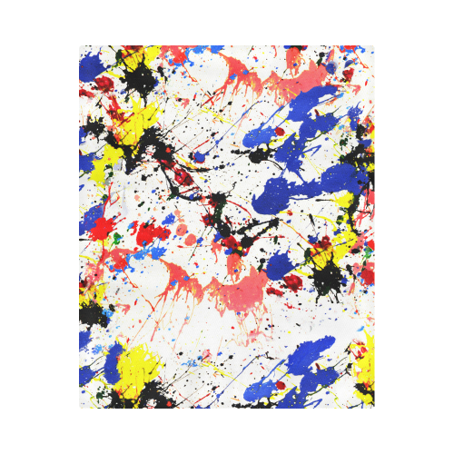 Blue and Red Paint Splatter Duvet Cover 86"x70" ( All-over-print)