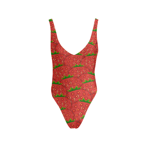 Strawberry Patch Sexy Low Back One-Piece Swimsuit (Model S09)