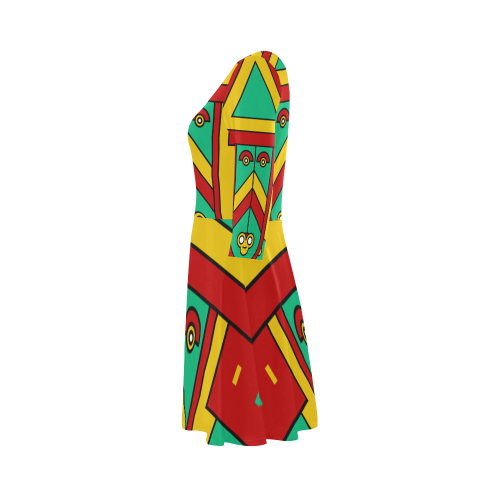 Aztec Spiritual Tribal 3/4 Sleeve Sundress (D23)