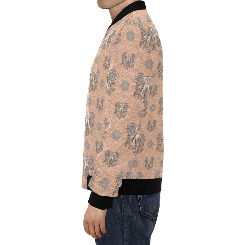 Ethnic Elephant Mandala Pattern All Over Print Bomber Jacket for Men/Large Size (Model H19)