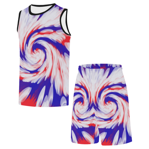 Red White Blue USA Patriotic Abstract All Over Print Basketball Uniform