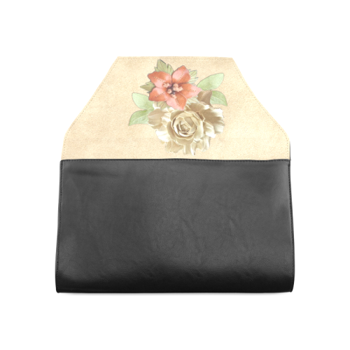 flowers in leather Clutch Bag (Model 1630)