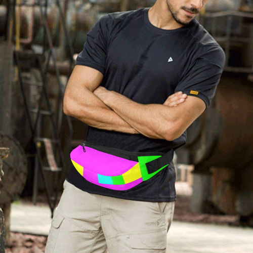 Bright Neon Wide Stripes Fanny Pack/Large (Model 1676)