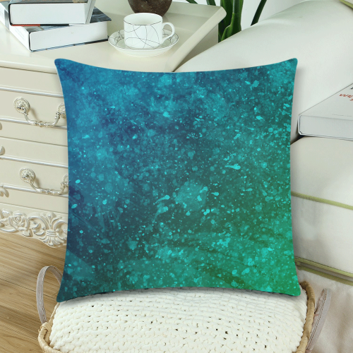 Blue and Green Abstract Custom Zippered Pillow Cases 18"x 18" (Twin Sides) (Set of 2)
