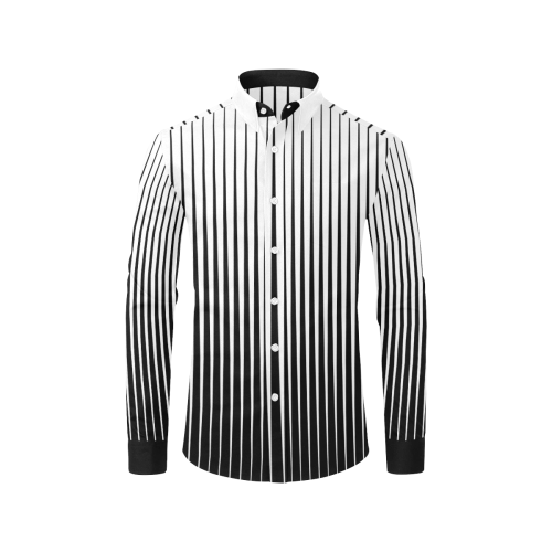 Black and White Tapered Stripes Men's All Over Print Casual Dress Shirt (Model T61)