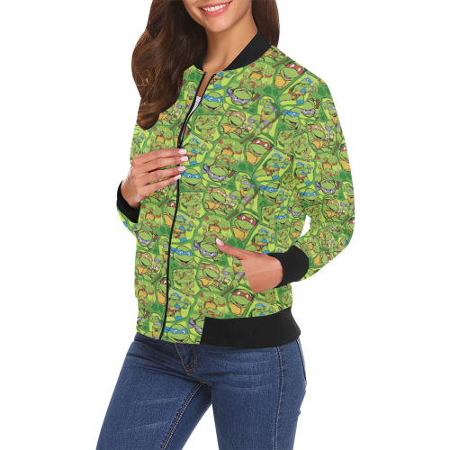 Teenage Mutant Ninja Turtles (TMNT) All Over Print Bomber Jacket for Women (Model H19)
