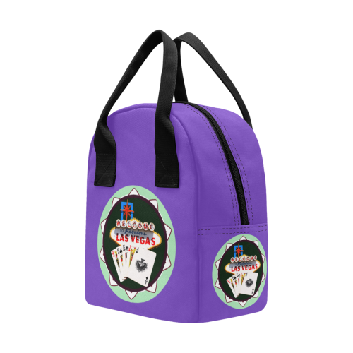 LasVegasIcons Poker Chip - Poker Hand / Purple Zipper Lunch Bag (Model 1689)