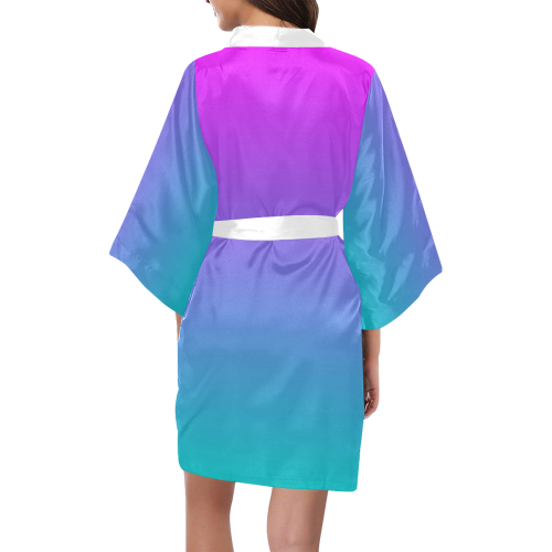 Fuschia and Turquoise  Ombre Kimono Robe