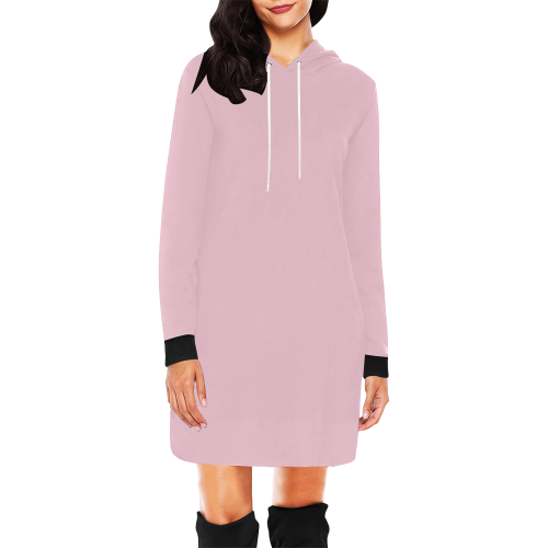 Pink All Over Print Hoodie Mini Dress (Model H27)