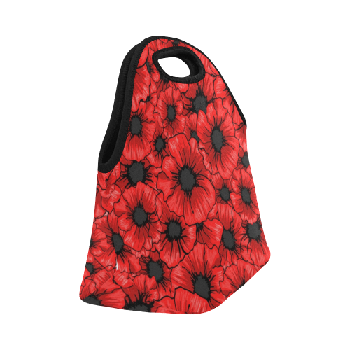 Red Hibiscus Neoprene Lunch Bag/Small (Model 1669)