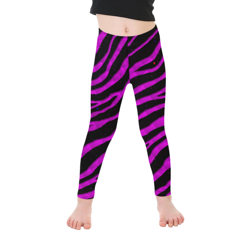 Ripped SpaceTime Stripes - Pink Kid's Ankle Length Leggings (Model L06)