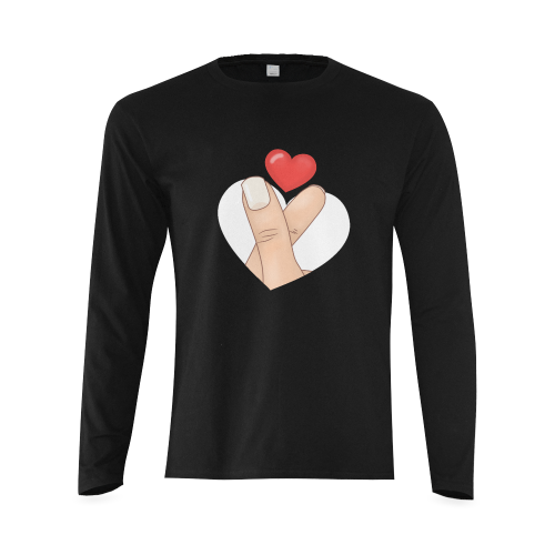 Finger Heart / Black Sunny Men's T-shirt (long-sleeve) (Model T08)