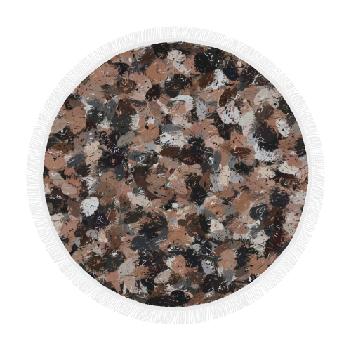 Black, Brown and Gray Paint Splatters Circular Beach Shawl 59"x 59"