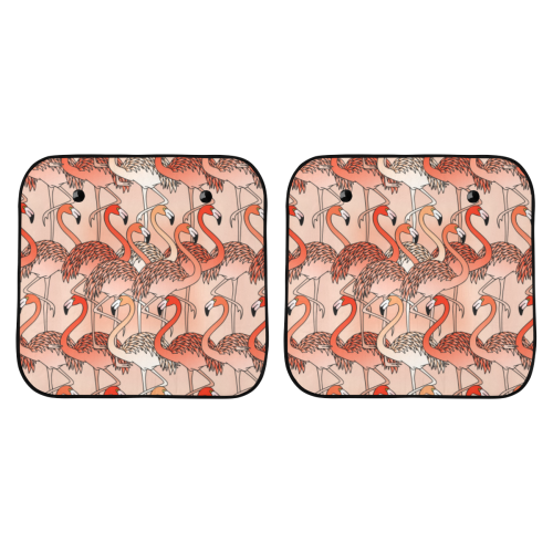 Living Coral Color Flamingos Car Sun Shade 28"x28"x2pcs