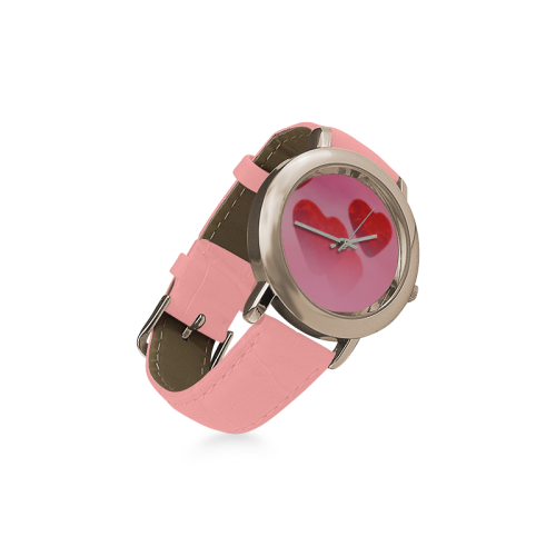 lovely romantic sky heart pattern for valentines day, mothers day, birthday, marriage Women's Rose Gold Leather Strap Watch(Model 201)