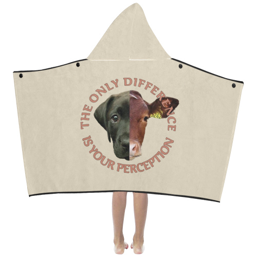 Vegan Cow and Dog Design with Slogan Kids' Hooded Bath Towels