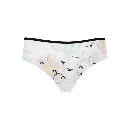 trendy birds pastel floral by JamColors Women's Hipster Panties (Model L33)