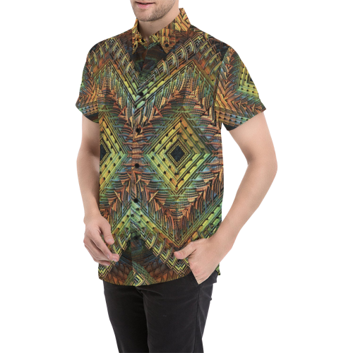 Diamond shaped, detailed pattern. Men's All Over Print Short Sleeve Shirt (Model T53)