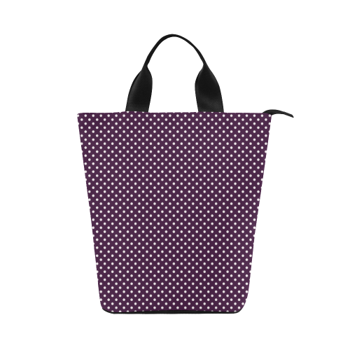 Burgundy polka dots Nylon Lunch Tote Bag (Model 1670)