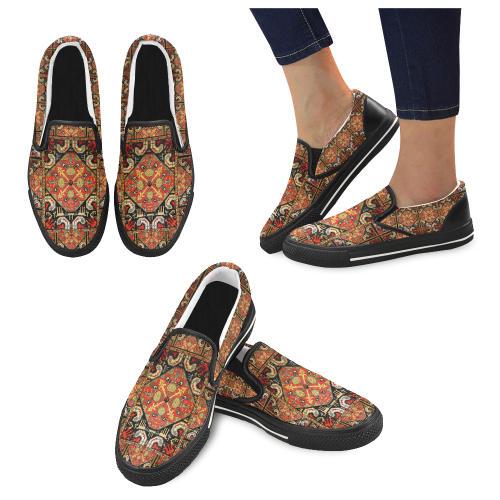 Armenian Folk Art Women's Slip-on Canvas Shoes/Large Size (Model 019)