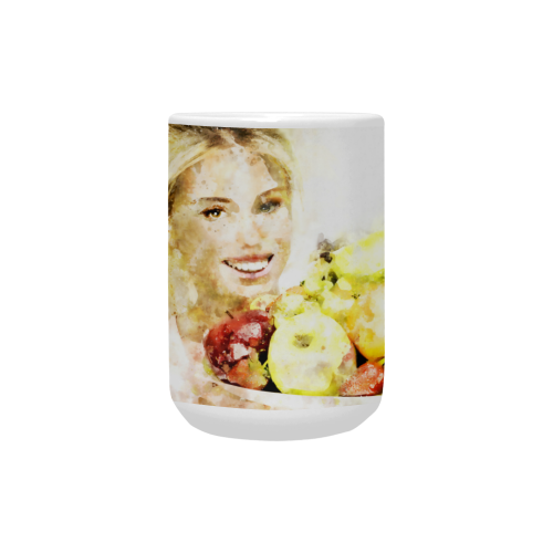 Girl with fruits Custom Ceramic Mug (15OZ)