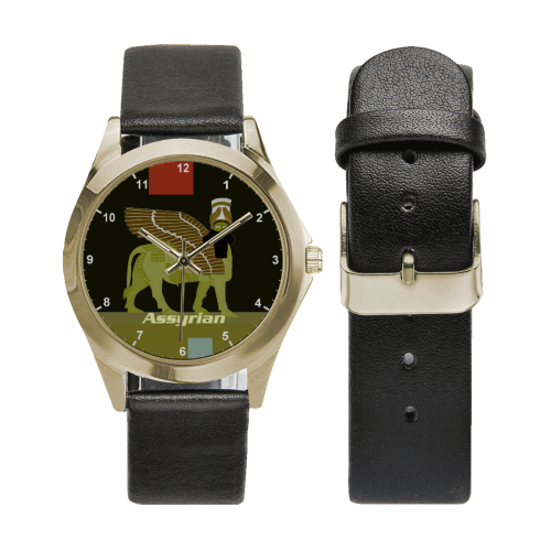 Lamassu in Green Unisex Silver-Tone Round Leather Watch (Model 216)