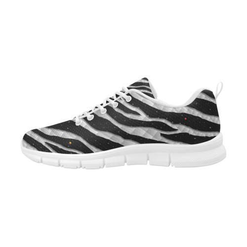 Ripped SpaceTime Stripes - White Women's Breathable Running Shoes/Large (Model 055)