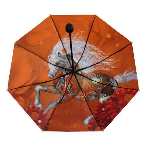 Wonderful steampunk horse, red white Anti-UV Foldable Umbrella (Underside Printing) (U07)