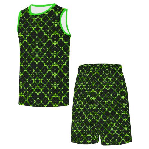 Green plaid style modern Team Basketball Uniforms All Over Print Basketball Uniform