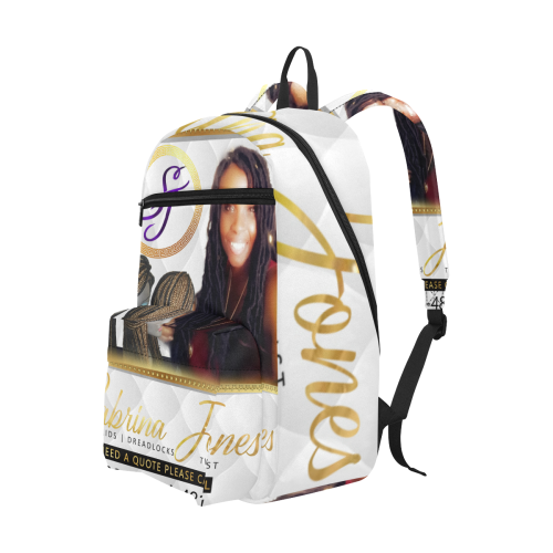 Sabrina Jones White and Gold Large Capacity Travel Backpack (Model 1691)