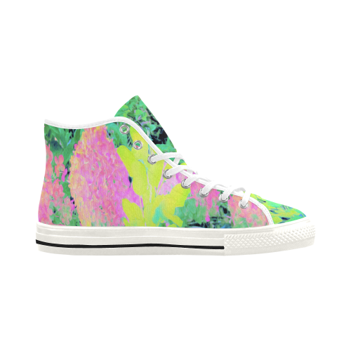 Fluorescent Yellow Smoke Tree with Pink Hydrangeas Vancouver H Men's Canvas Shoes (1013-1)