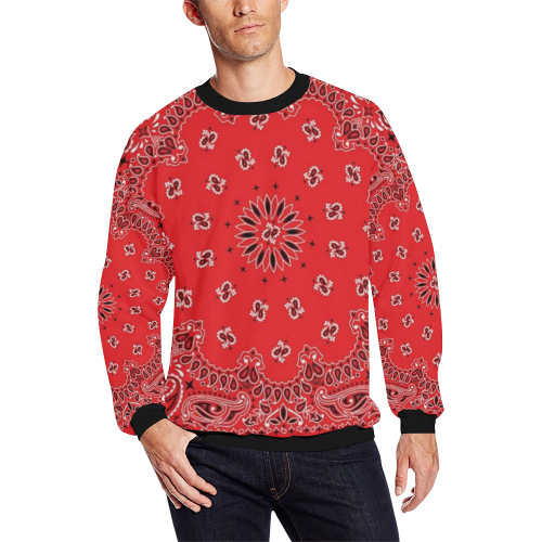 KERCHIEF PATTERN RED All Over Print Crewneck Sweatshirt for Men/Large (Model H18)