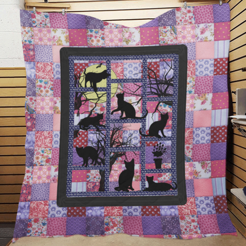 Cats in the Night Quilt 70"x80"