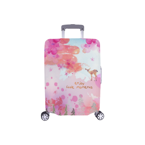 Little Deer in the Magic Pink Forest Luggage Cover/Small 18"-21"