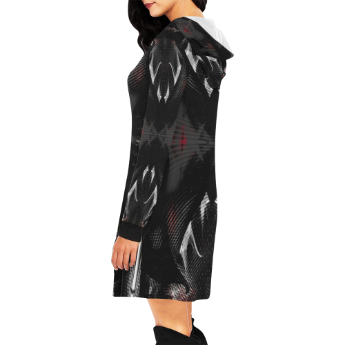 5000DUBLE 47 C 2 All Over Print Hoodie Mini Dress (Model H27)