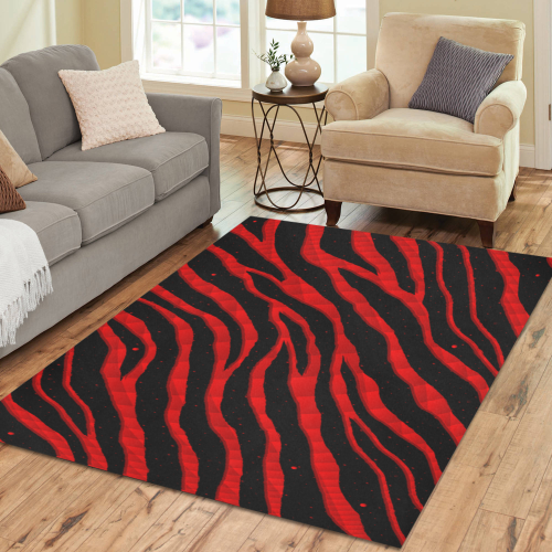 Ripped SpaceTime Stripes - Red Area Rug7'x5'