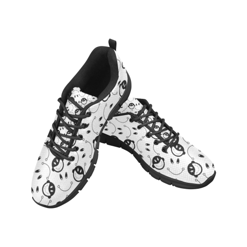 black and white funny monkeys Women's Breathable Running Shoes/Large (Model 055)