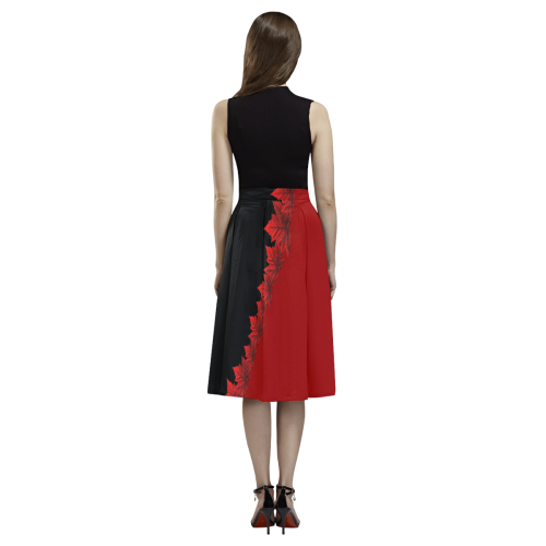Canada Maple Leaf Skirts Red & Black Aoede Crepe Skirt (Model D16)