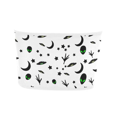 Alien Flying Saucers Stars Pattern on White Bandeau Top
