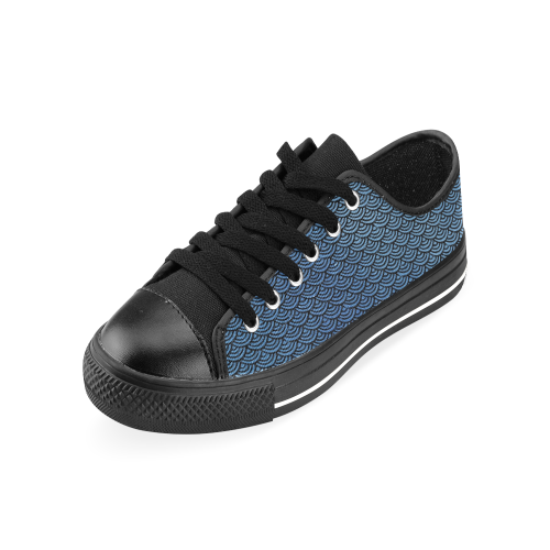 Blue Fish. Inspired by the Magic Island of Gotland. Men's Classic Canvas Shoes/Large Size (Model 018)