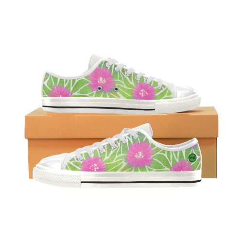 Pink Ice Plant Flowers. Inspired by California. Women's Classic Canvas Shoes (Model 018)