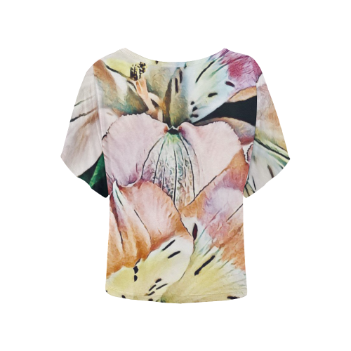 Impression Floral 10192 by JamColors Women's Batwing-Sleeved Blouse T shirt (Model T44)