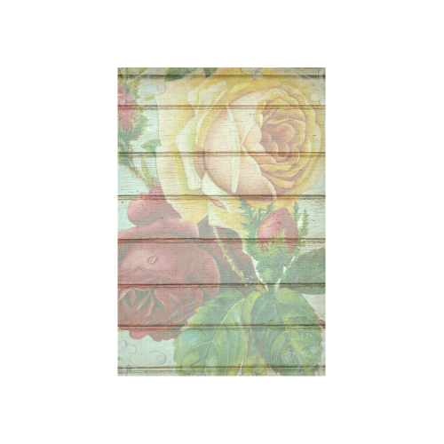 Vintage Wood Roses Cotton Linen Wall Tapestry 40"x 60"