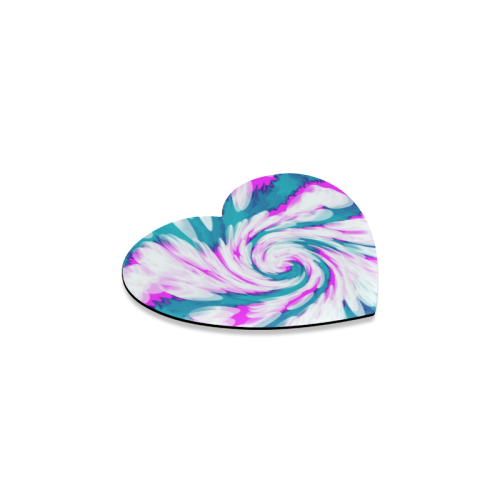 Turquoise Pink Tie Dye Swirl Abstract Heart Coaster