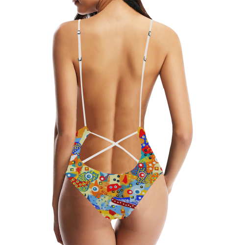 CONFETTI NIGHTS 22 Sexy Lacing Backless One-Piece Swimsuit (Model S10)