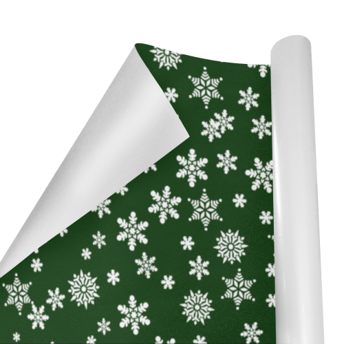 Christmas White Snowflakes on Green Gift Wrapping Paper 58"x 23" (2 Rolls)